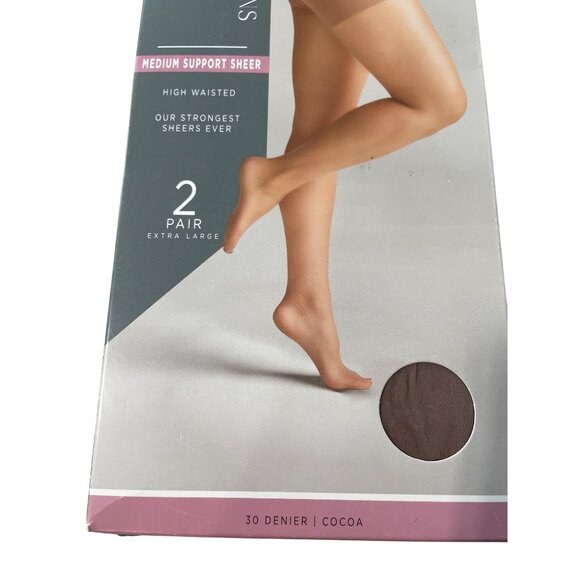 Silk Impressions Pantyhose Size XL Medium Support Sheer High Waisted 2 Pair NEW - Picture 2 of 6